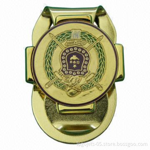 Brass Money Clip with Gold-plated Finish, Customized Designs and Logos are Accepted